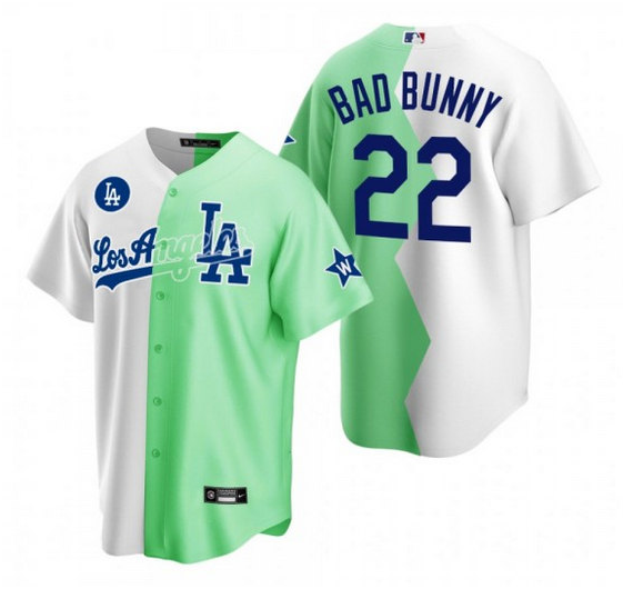 Men's Los Angeles Dodgers Customized 2022 All-Star White/Green Split Cool Base Stitched Jersey